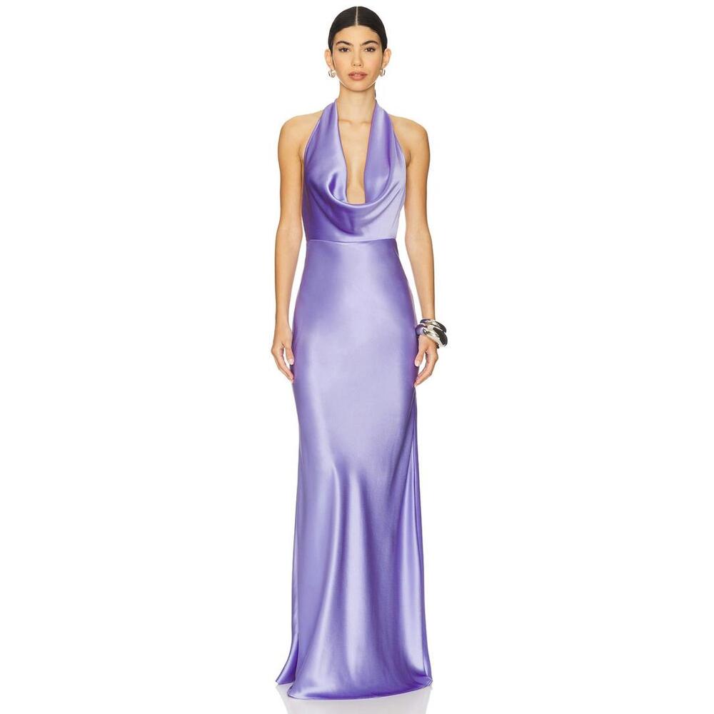 SAU LEE Pearl Gown in Periwinkle maxi halter